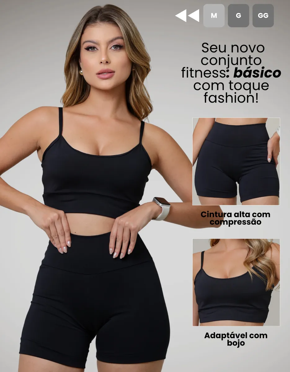 Conjunto Fitness Blackout Feminino Cintura Alta Moda Treino - Imagem 7