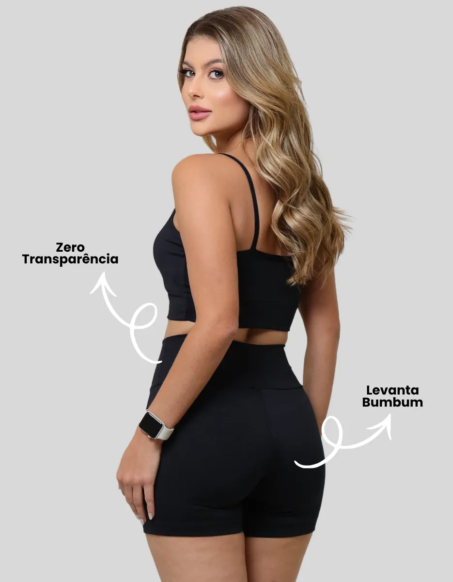 Conjunto Fitness Blackout Feminino Cintura Alta Moda Treino - Imagem 5