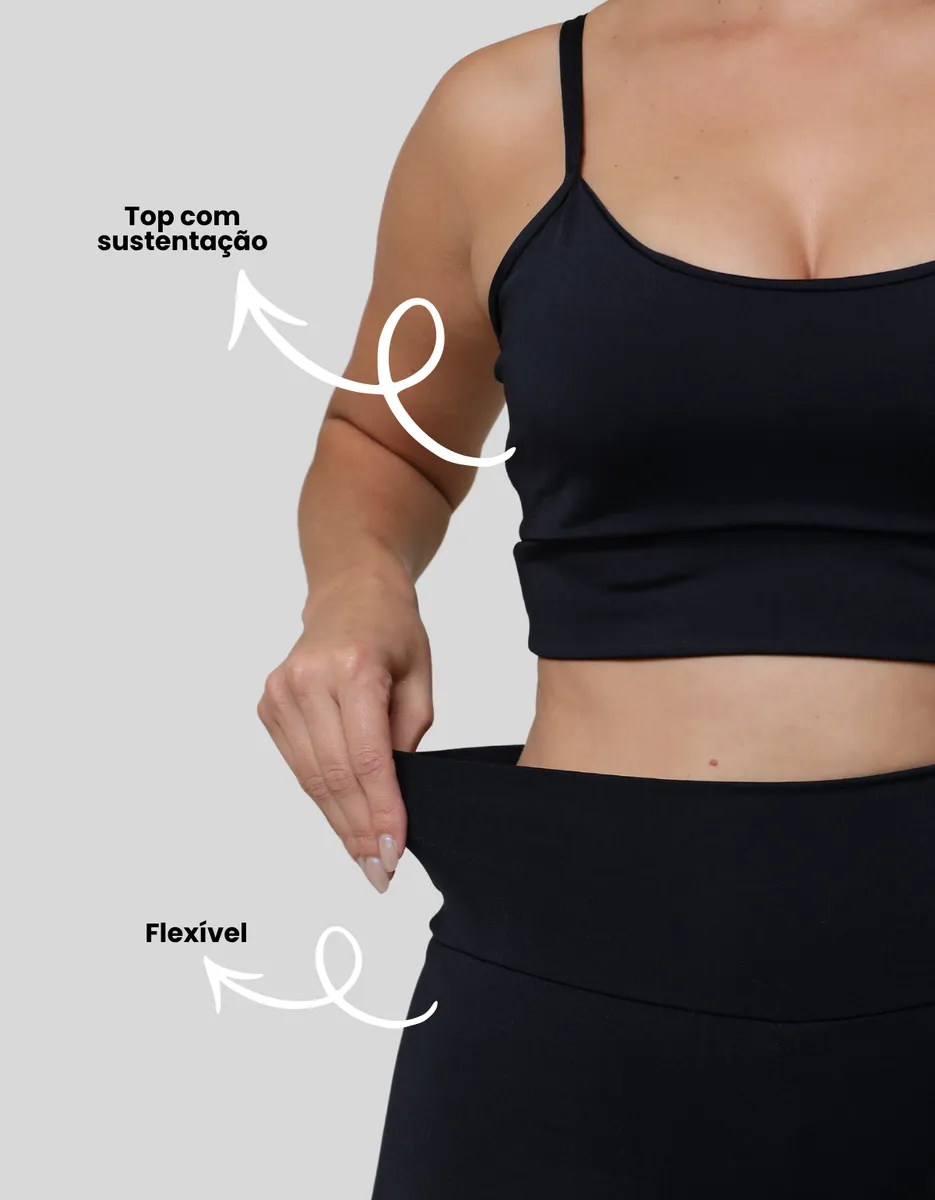 Conjunto Fitness Blackout Feminino Cintura Alta Moda Treino - Imagem 3