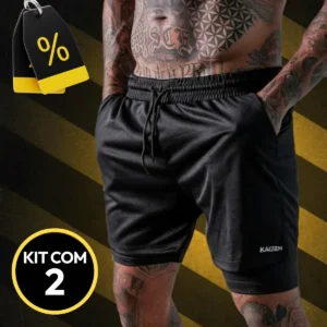 Kit 2 Bermuda 2 Em 1 Masculino Academia Shorts Masculino