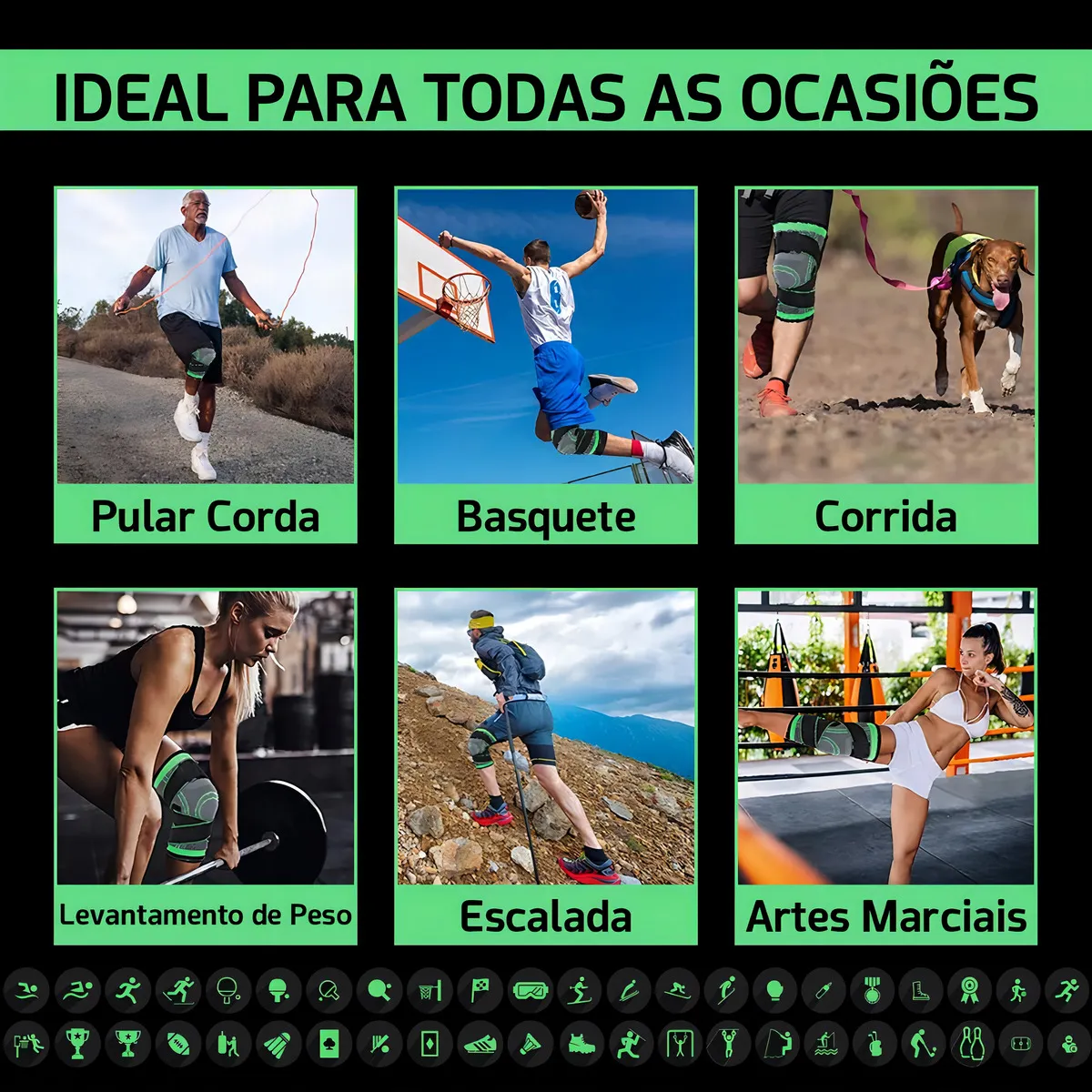 Joelheira Compressão Ortopédica Ajustável Alívio Dor Tensor - Imagem 2